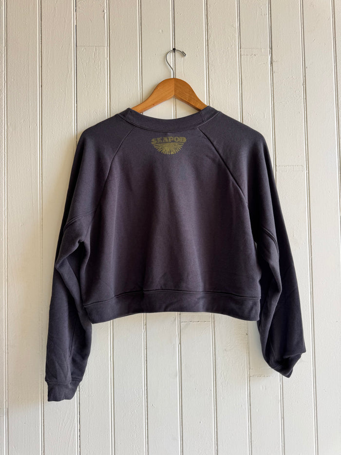 Raglan Crop Hoodie with Mama and Baby Whale Print