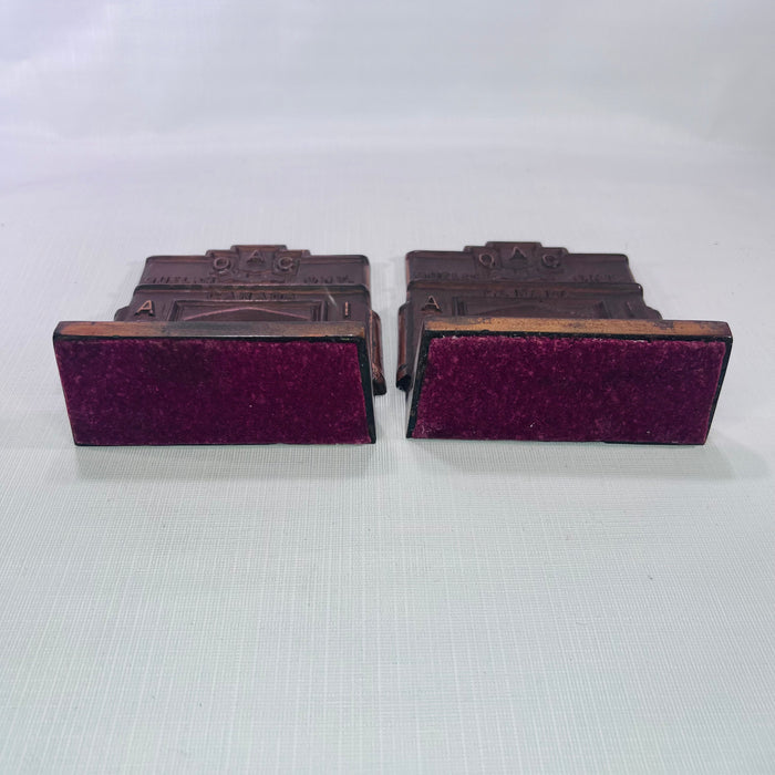 Rare Ontario Agricultural College Presentation Piece Souvenir Building Bookends Bronze over Metal