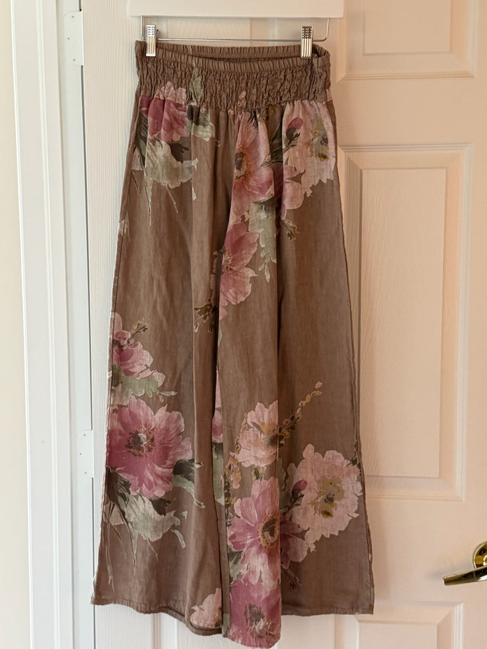 Reba Print Palazzo Pant in Brown