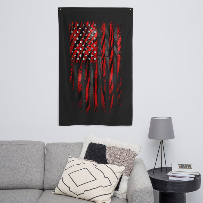 Red Tiger American Flag Wall Flag