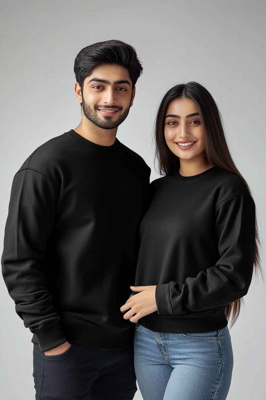 Regular Fit Unisex Crew Neck Long Sleeve Sweatshirt (Black) - Hinz Clothing