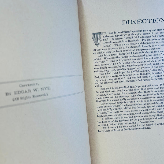 Remarks by Bill Nye (Edgar W. Nye) over 150 Illustrations by J.H. Smith  F.T. Neely