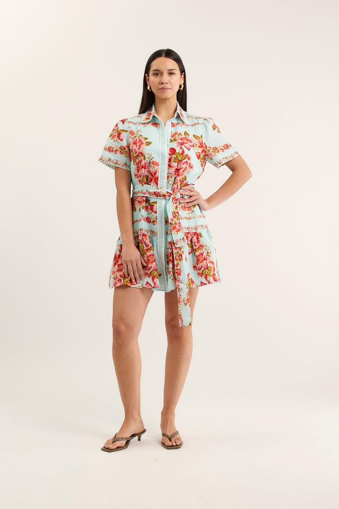 Renae Linen Dress In Opal Portofino