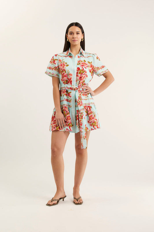 Renae Linen Dress In Opal Portofino