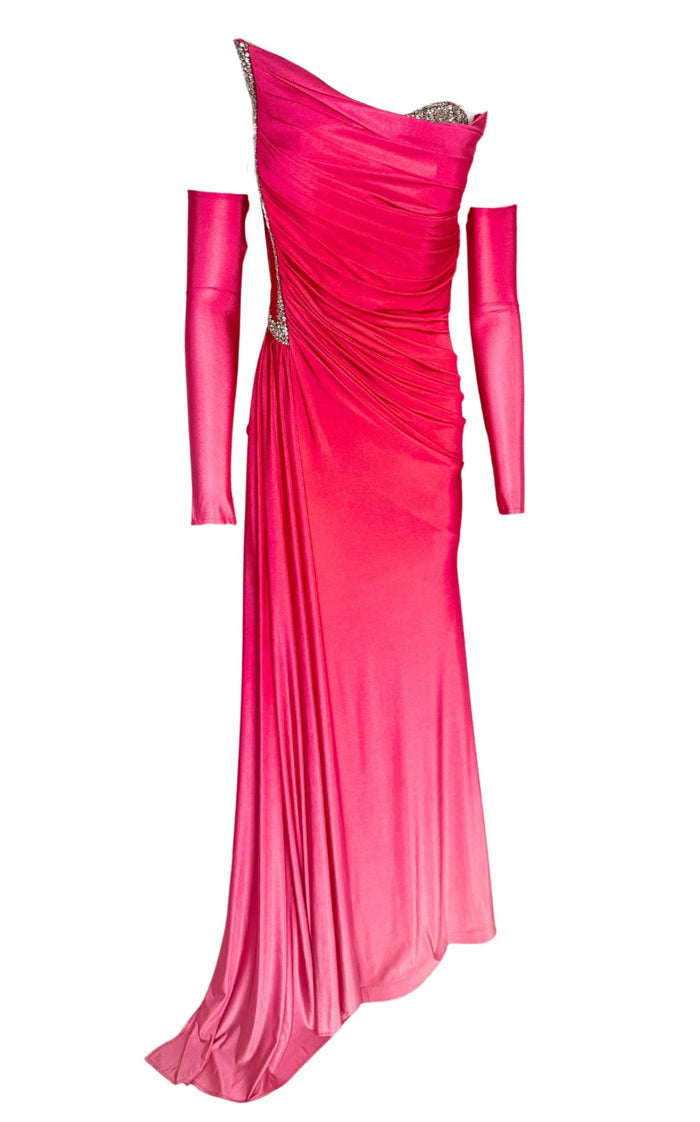 Dekolte Rhinestone Embellished Pink Ombre Gown - Runway Catalog