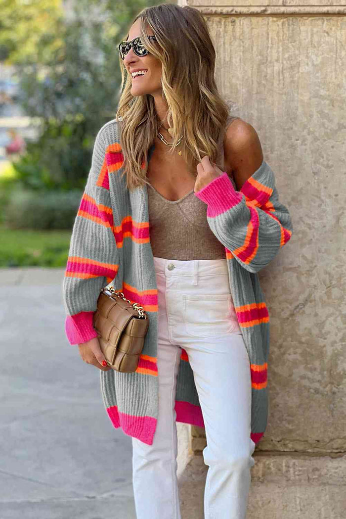 Ribbed Long Sleeve Cardigan - Madikfashions.com