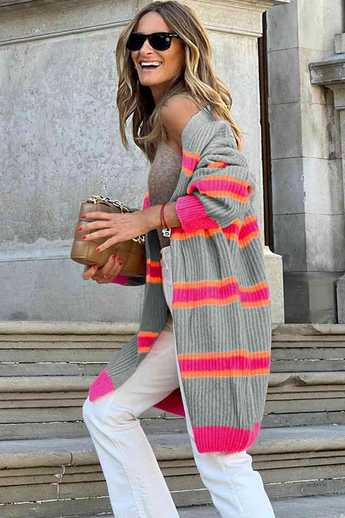 Ribbed Long Sleeve Cardigan - Madikfashions.com