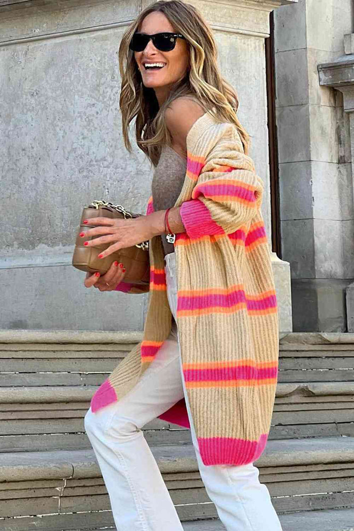 Ribbed Long Sleeve Cardigan - Madikfashions.com