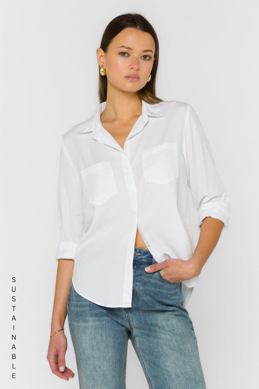 Riley Optic White Shirt - Tops - Velvet Heart Clothing