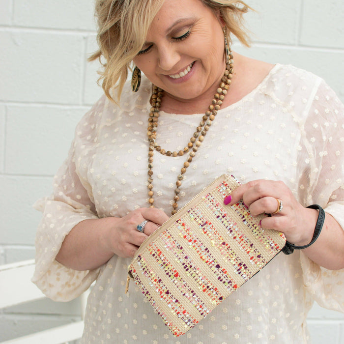 Riley Woven Straw Crossbody Purse Handbags Jen & co