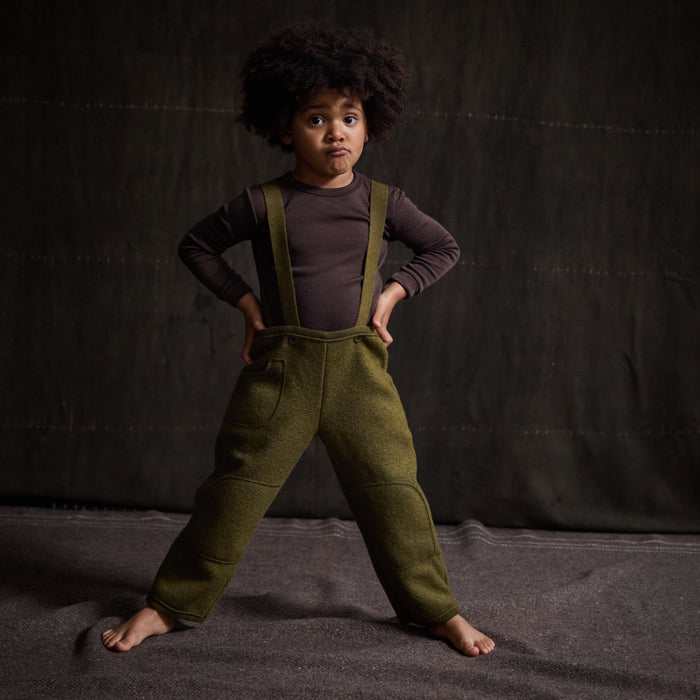 River Baby & Kids Pocket Dungarees - Boiled Merino Wool - Seaweed