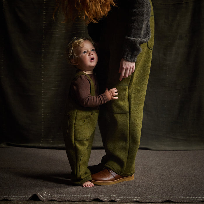 River Baby & Kids Pocket Dungarees - Boiled Merino Wool - Seaweed