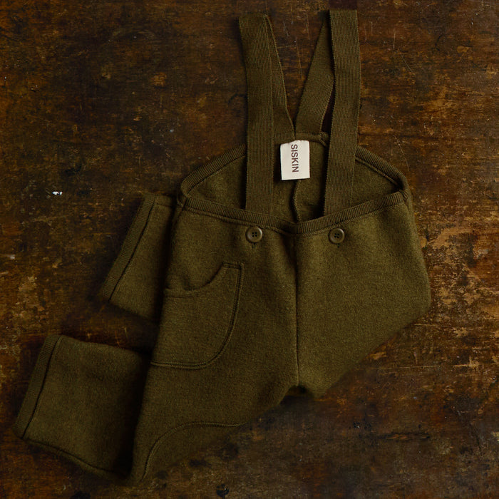 River Baby & Kids Pocket Dungarees - Boiled Merino Wool - Seaweed