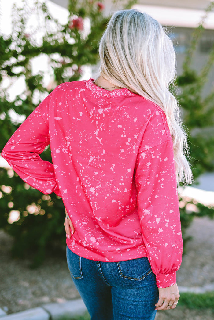 Rose Tie Dye Long Sleeve Pullover Sweatshirt - Tops/Sweatshirts & Hoodies