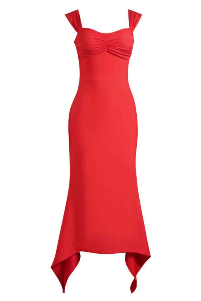 Ruched Sweetheart Neck Hem Detail Dress - Madikfashions.com