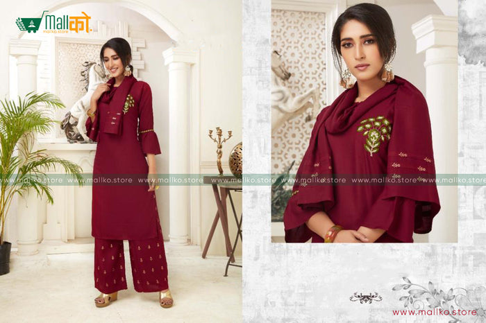 Bollywood Style Kurti & Palazzo Combo with Dupatta