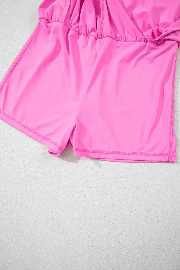 Sachet Pink Plain Sleeveless Loop Drawstring Cinched Waist Romper - Bottoms/Jumpsuits & Rompers