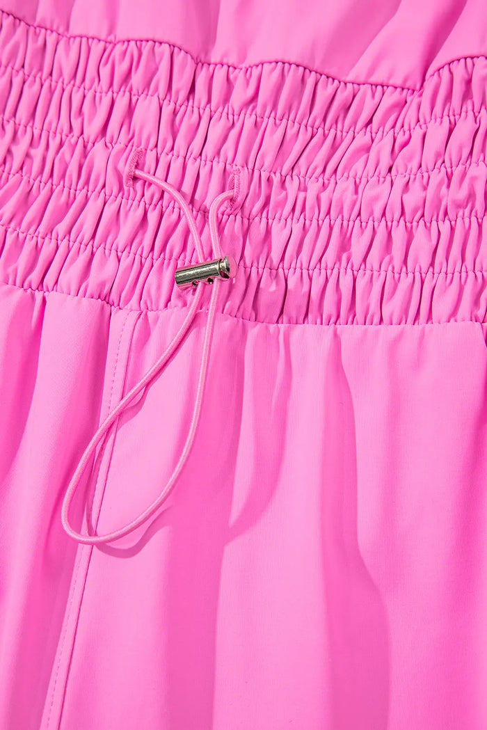 Sachet Pink Plain Sleeveless Loop Drawstring Cinched Waist Romper - Bottoms/Jumpsuits & Rompers