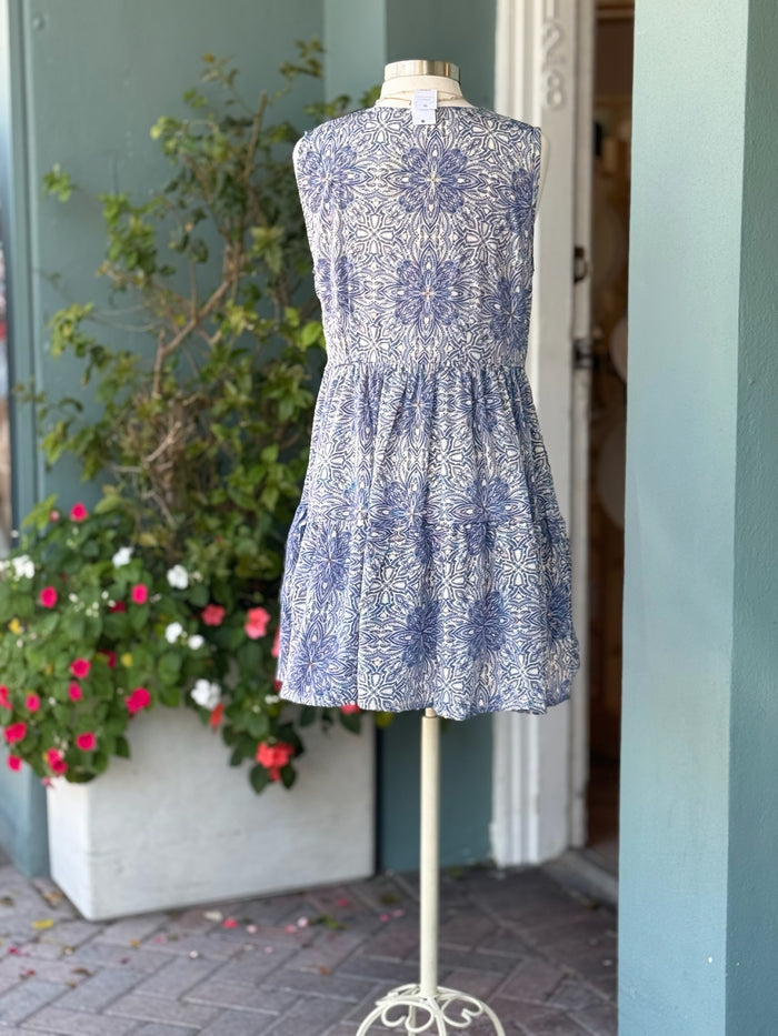 blue floral mini dress