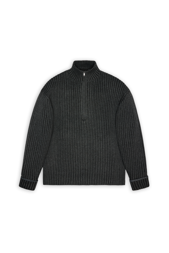 RAINS Sapa Half Zip Knit Dark Grey / Black Long Sleeve