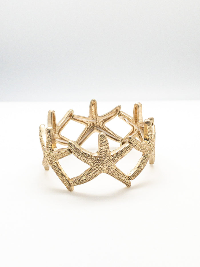 Large gold starfish stretch bracelet