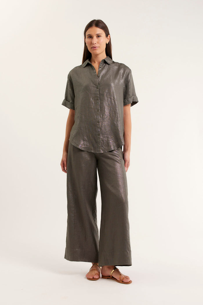 Sasha Lurex Shirt In Khaki