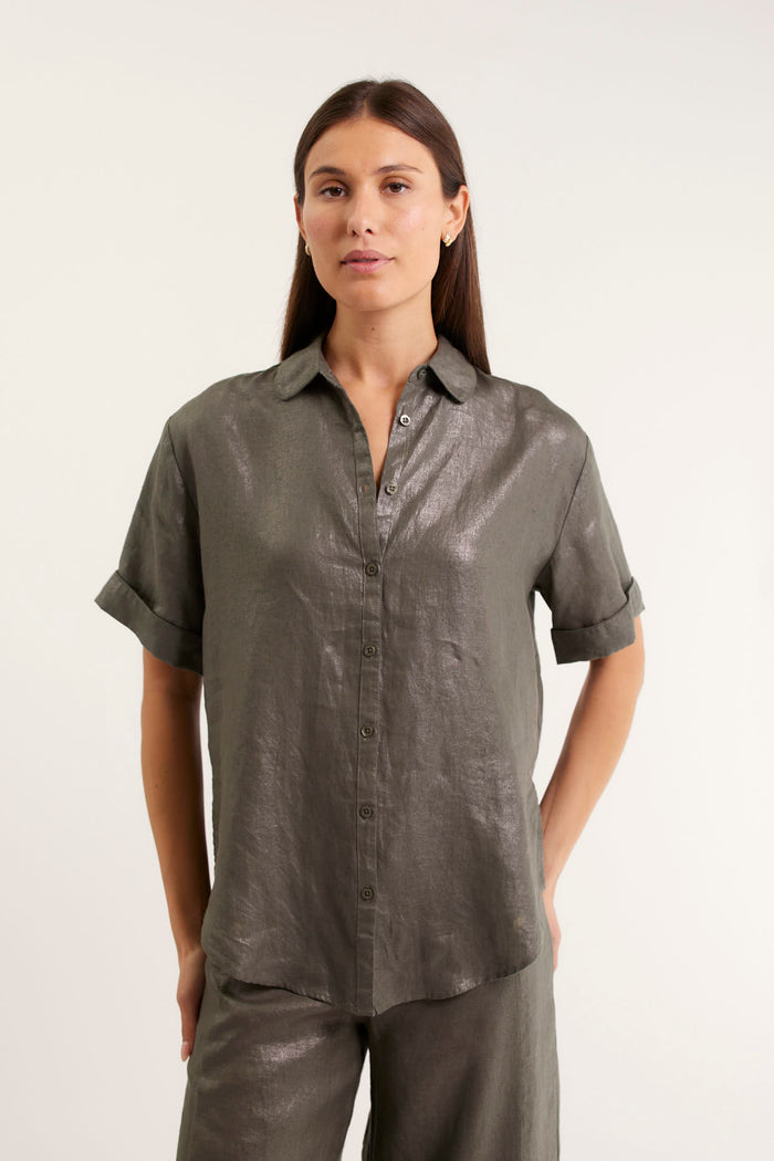 Sasha Lurex Shirt In Khaki