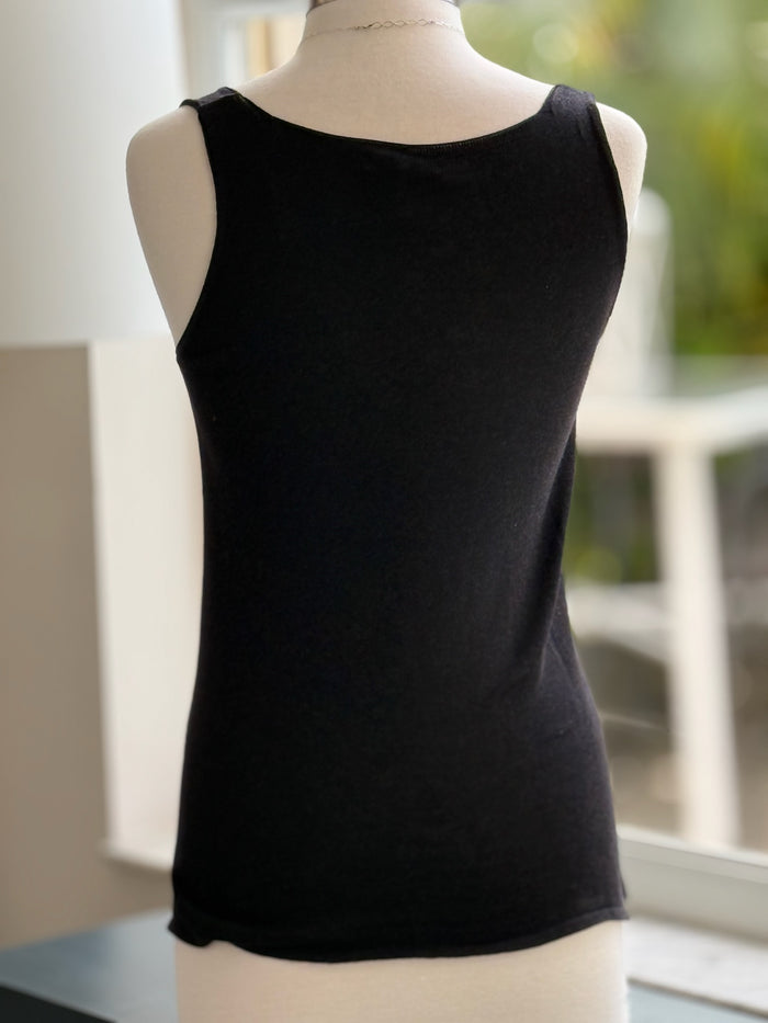 back of black cotton tank top