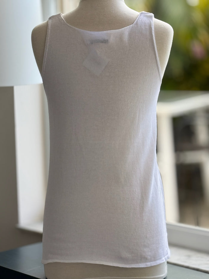 back of white cotton tank top