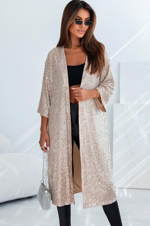 Sequin Open Front Duster Cardigan - Madikfashions.com
