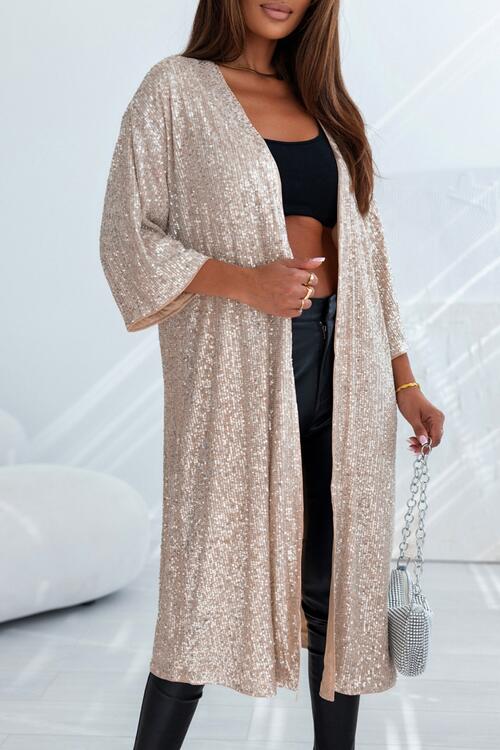 Sequin Open Front Duster Cardigan - Madikfashions.com