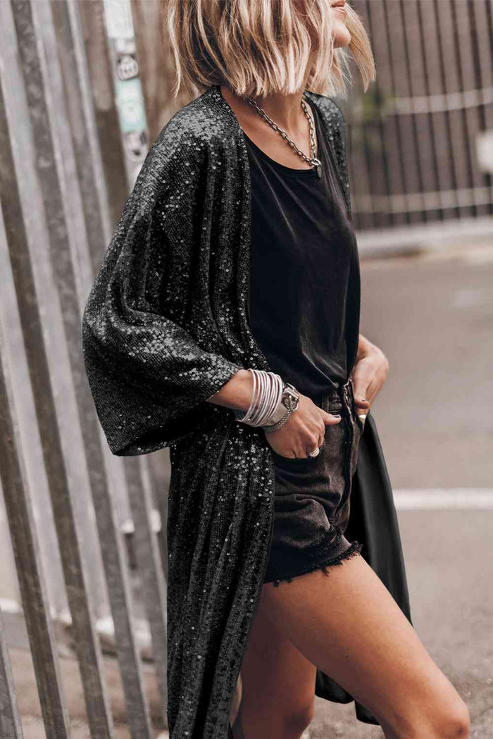 Sequin Open Front Duster Cardigan - Madikfashions.com