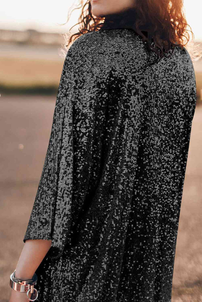 Sequin Open Front Duster Cardigan - Madikfashions.com