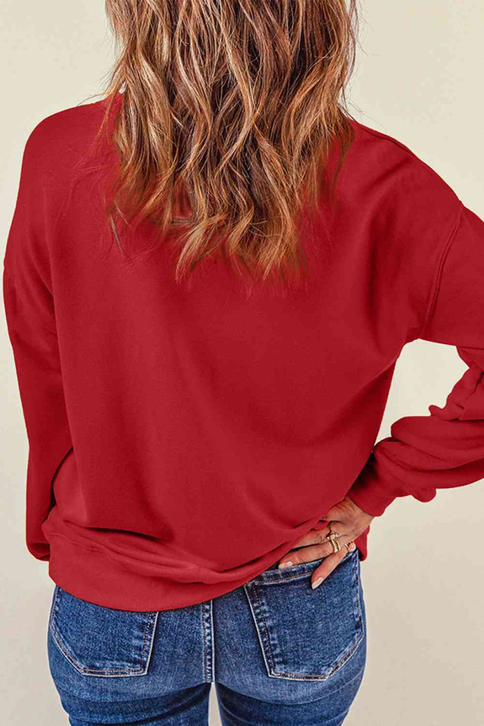 Sequin Santa Graphic Round Neck Sweatshirt - Madikfashions.com