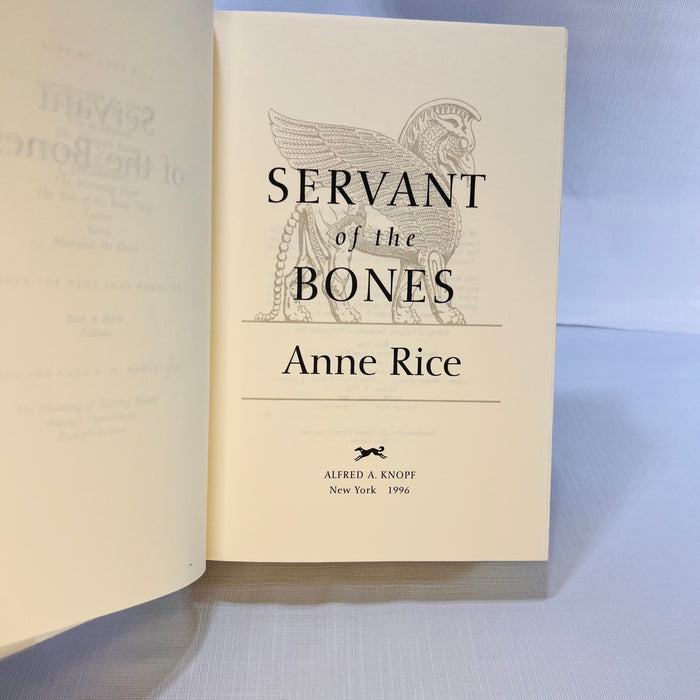 Servant of the Bones by Anne Rice 1996 First Edition Alfred A. Knopf