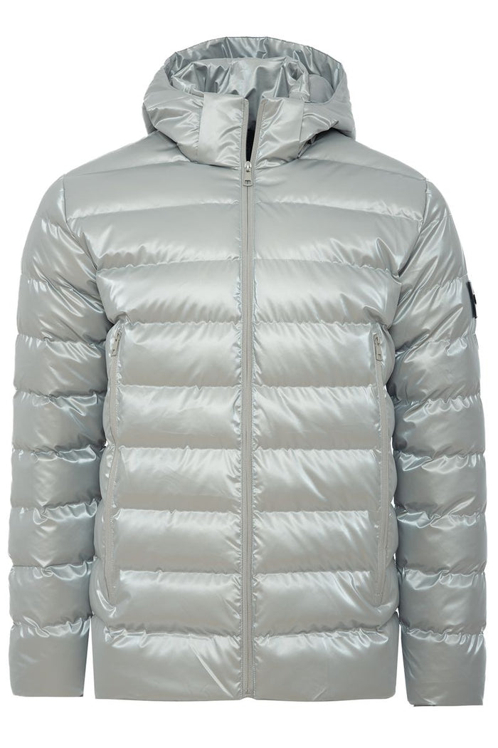 Sharkskin Puffer Jacket - Silver & Teal