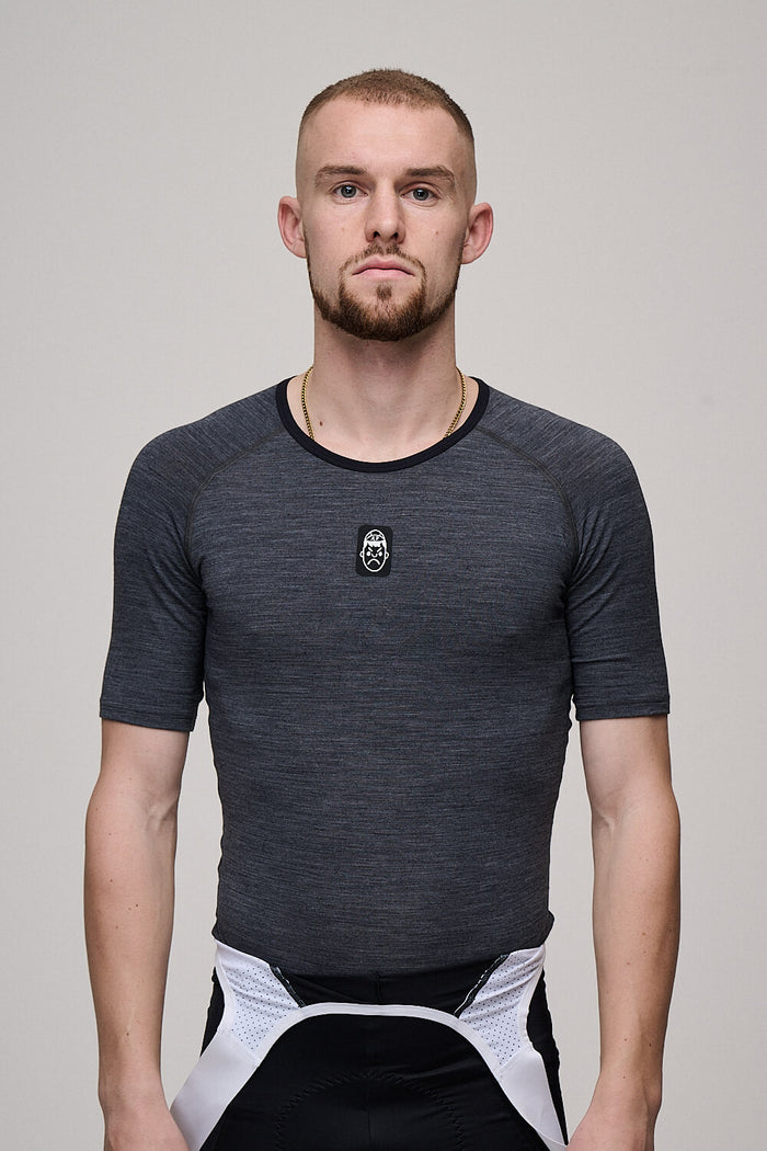 Short Sleeve Merino Wool Cycling Base Layer | Graphite