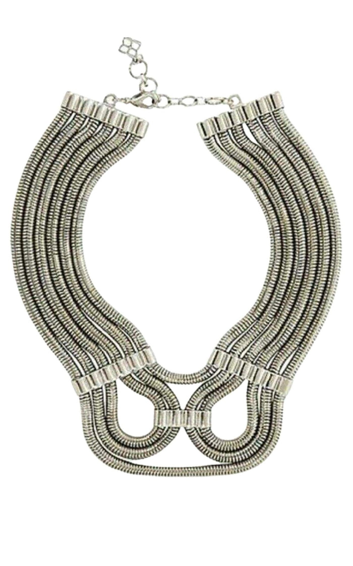 BCBGMAXAZRIA Silver Statement Futura Snake chain Necklace - Runway Catalog