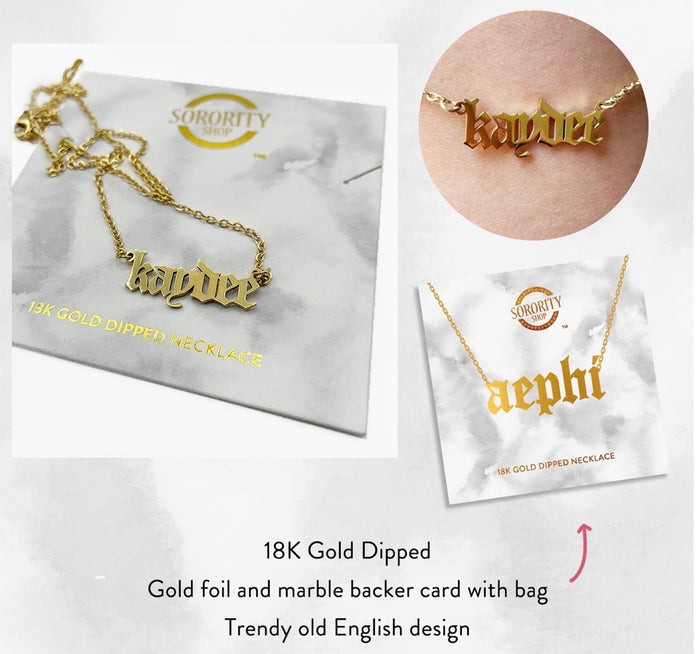 Sorority Jewelry - Olde English Gold Necklace