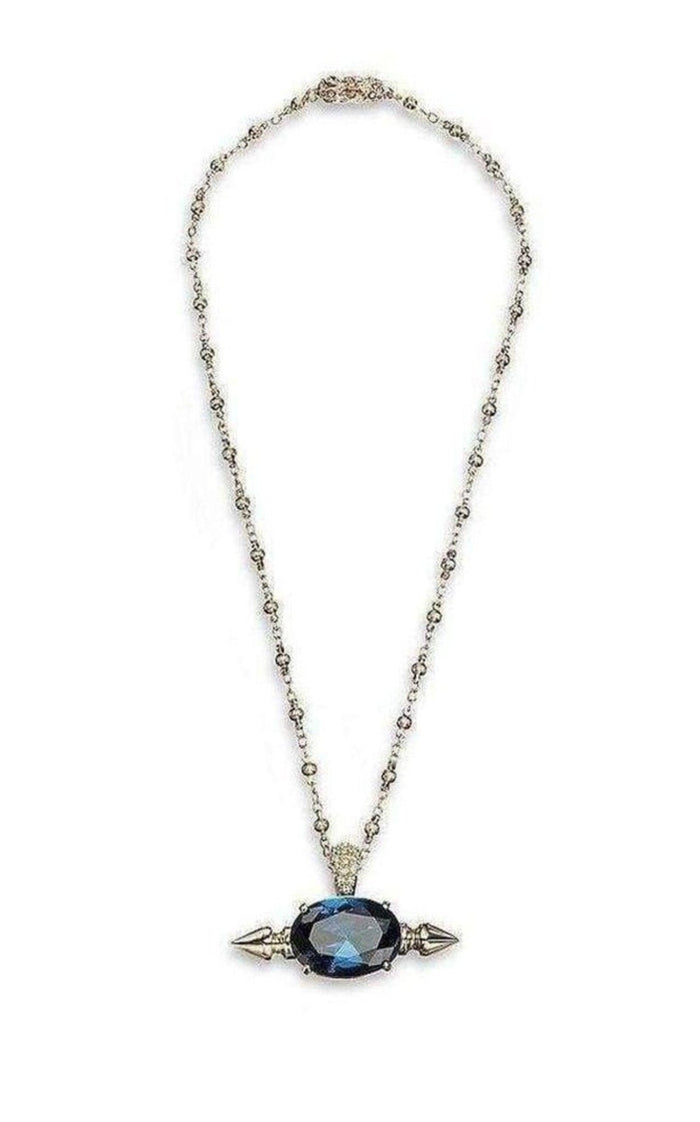 Mawi Spike and Oval Blue Crystal Necklace - Runway Catalog
