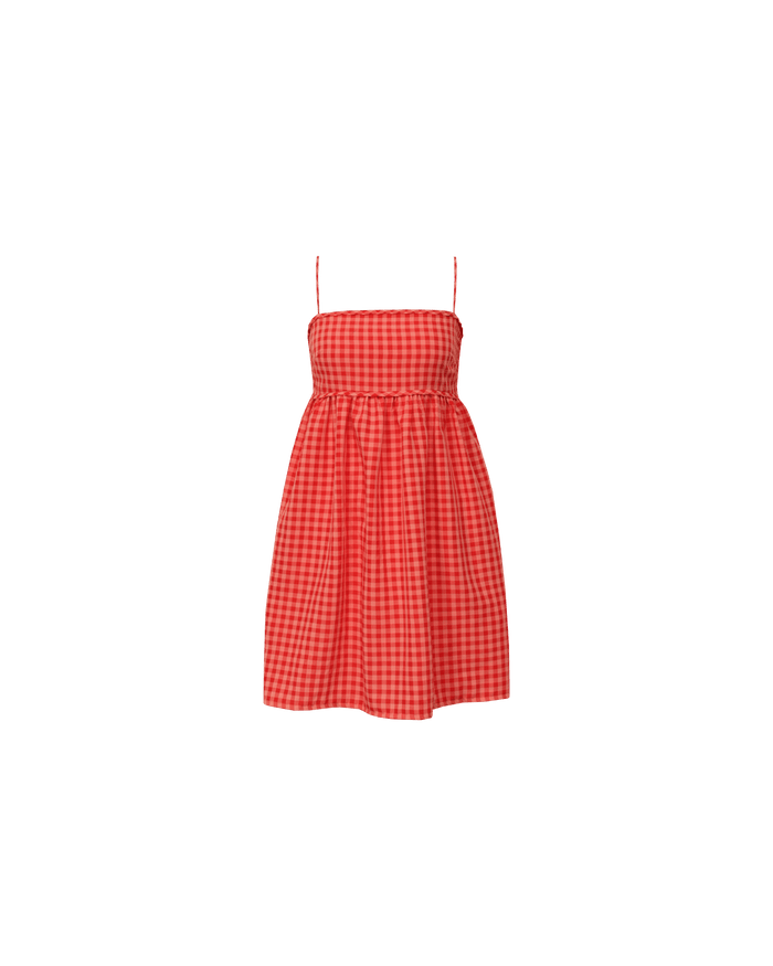 SPRITZ MINIDRESS STRAWBERRY PEACH GINGHAM