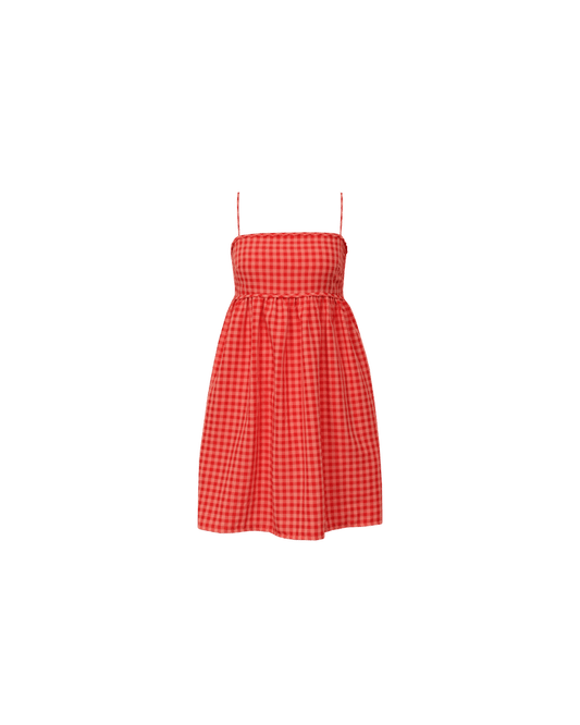 SPRITZ MINIDRESS STRAWBERRY PEACH GINGHAM