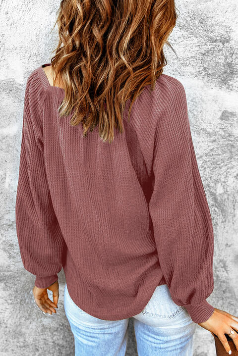 Square Neck Waffle-Knit Top - Madikfashions.com