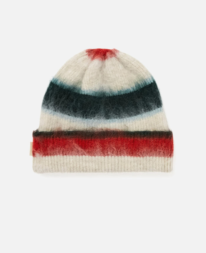 Striped Mohair Beanie (Beige)