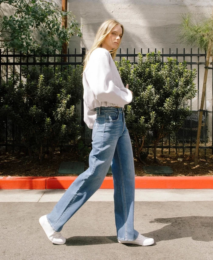 Super High Rise Medium Dark Wash Wide Leg Jeans – alternate view 2