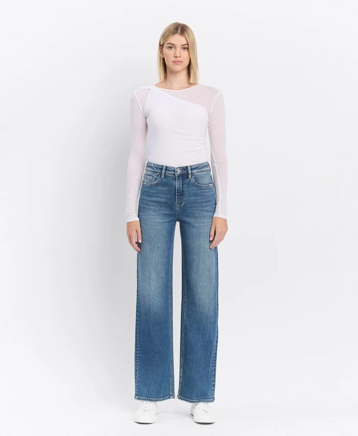 Super High Rise Medium Dark Wash Wide Leg Jeans – alternate view 3