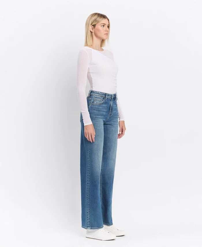 Super High Rise Medium Dark Wash Wide Leg Jeans – alternate view 5