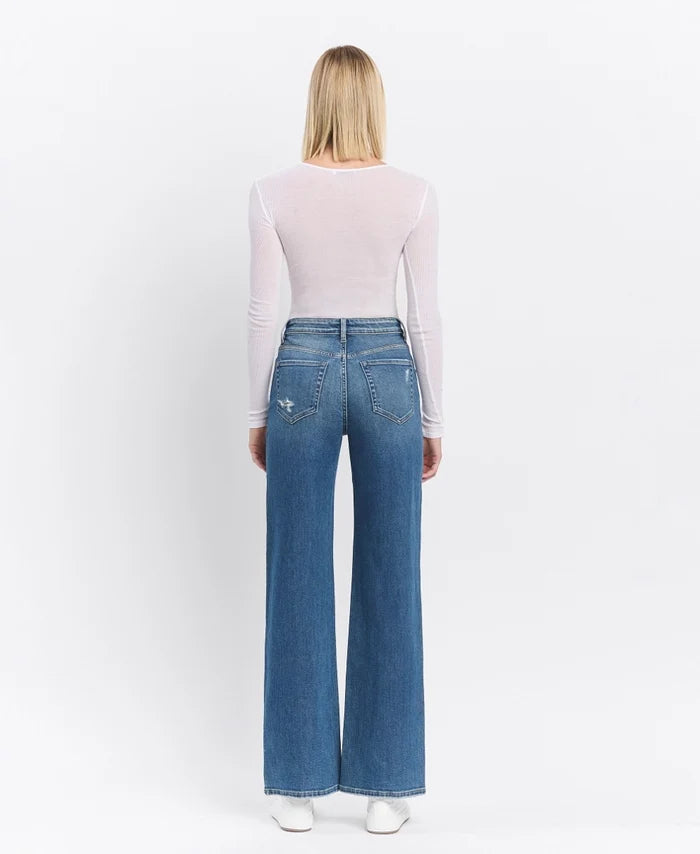 Super High Rise Medium Dark Wash Wide Leg Jeans – alternate view 6