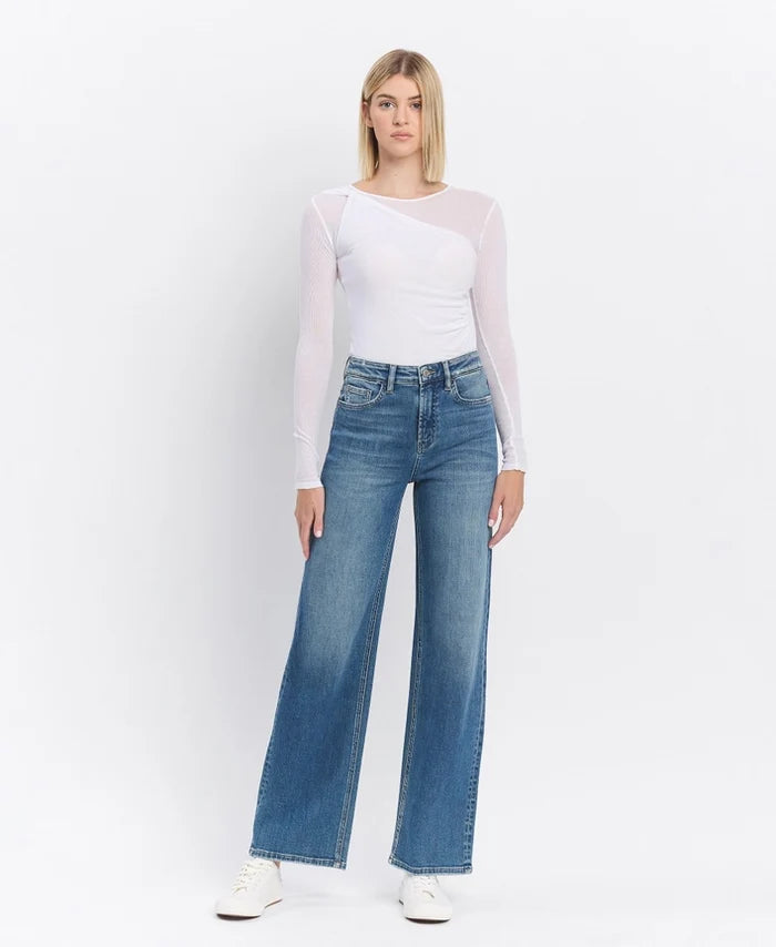 Super High Rise Medium Dark Wash Wide Leg Jeans – alternate view 7