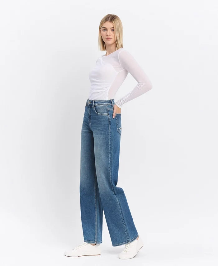 Super High Rise Medium Dark Wash Wide Leg Jeans – alternate view 8